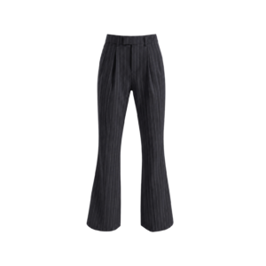 CW Herringbone Flare Trousers - Black Herringbone w Pinstripes