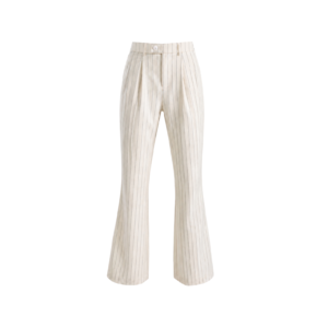 CW Herringbone Flare Trousers - Cream Herringbone w Pinstripes